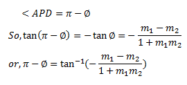 Formula for angle between two lines