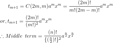 Middle term of binomial expansion when n is even