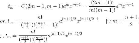 Middle term of binomial expansion when n is odd